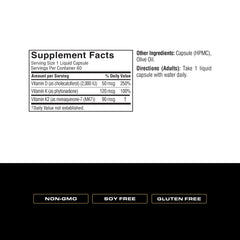 Spoken Vitamin D3 with K1 and K2 softly packaged bottle supports heart and muscle health