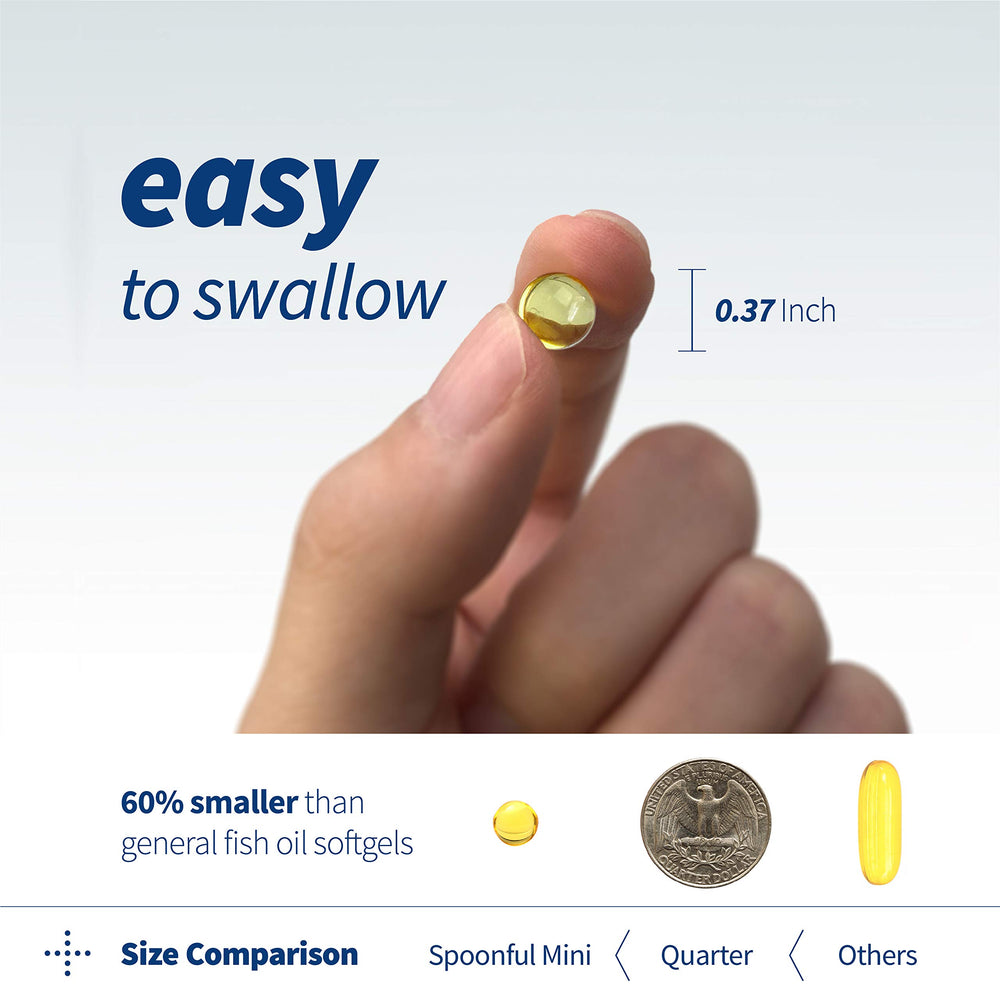 Spoonful Mini Omega 3 iFOS certified badge signals purity and freshness.