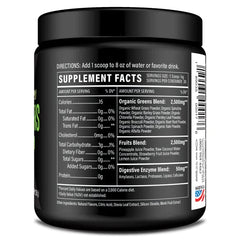 Sport Formula 99 vegan and keto-friendly greens powder jar on kitchen counter.