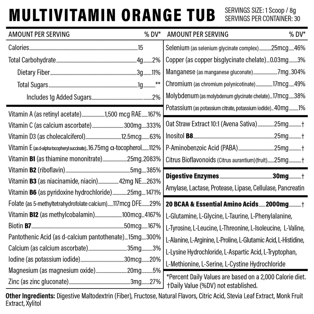 Sport Formula 99 Orange Burst label close-up reveals ingredients and nutrition.