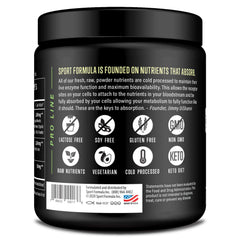 Sport Formula 99 non-GMO greens powder mix in shaker with drink.