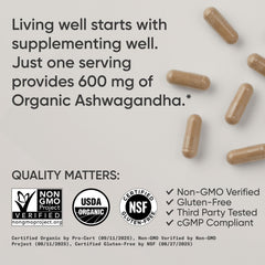 Sports Research USDA Organic seal on Ashwagandha bottle