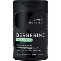 Sports Research Berberine 1000mg bottle front view for daily metabolic support