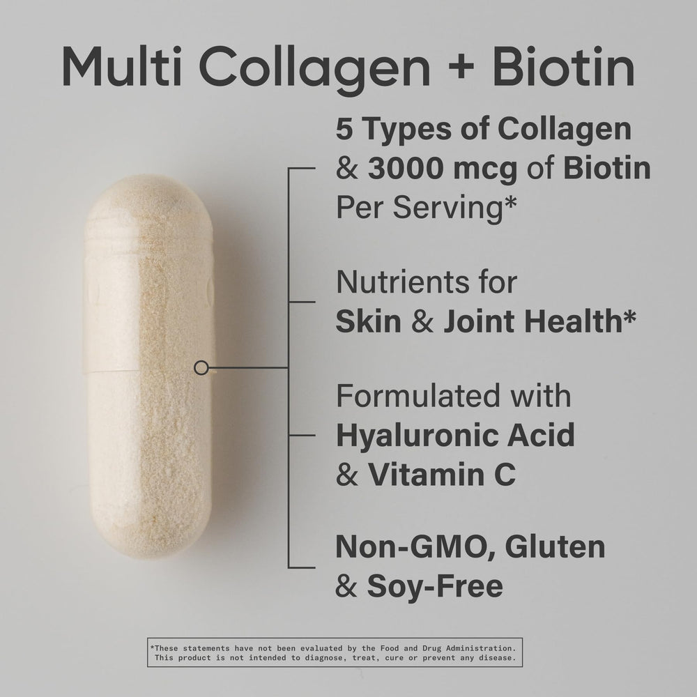 Sports Research Biotin-Infused Collagen capsules closeup showing easy daily intake