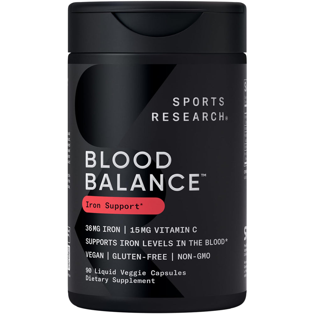 Sports Research Blood Balance iron bottle with capsules for daily support