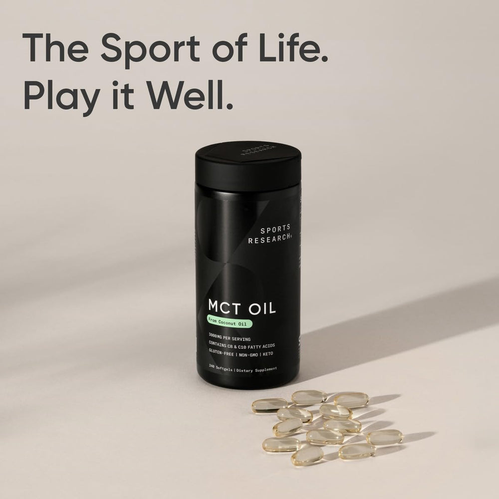 Sports Research Coconut MCT Oil USA-made badge on label.
