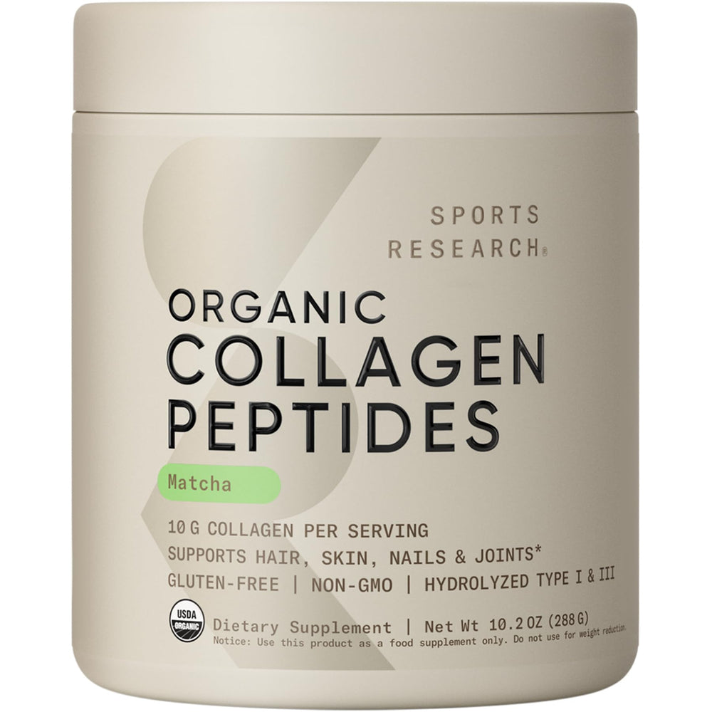 Sports Research Collagen Matcha bottle pour for a daily wellness ritual