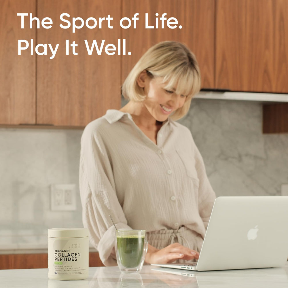Sports Research Collagen Matcha USA-made facility badge