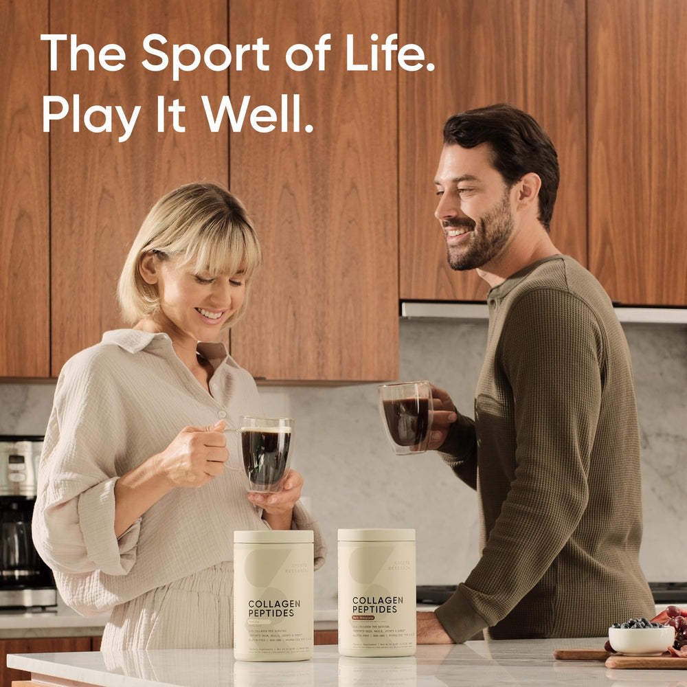 Sports Research Collagen Peptides ingredients panel showing amino acids and clean ingredients.