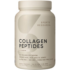 Sports Research Collagen Peptides jar with powder for daily skin and joint support.