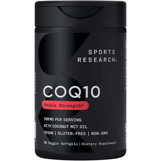 Sports Research CoQ10 200mg bottle with capsules for daily energy support