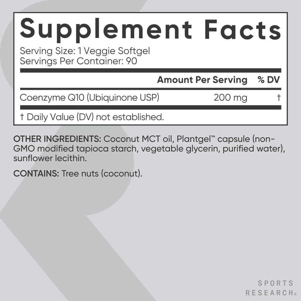 Sports Research CoQ10 non-GMO verified supplement packaging