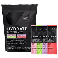 Sports Research Hydrate Lemon Lime packet for refreshing, sugar-free hydration on the go.