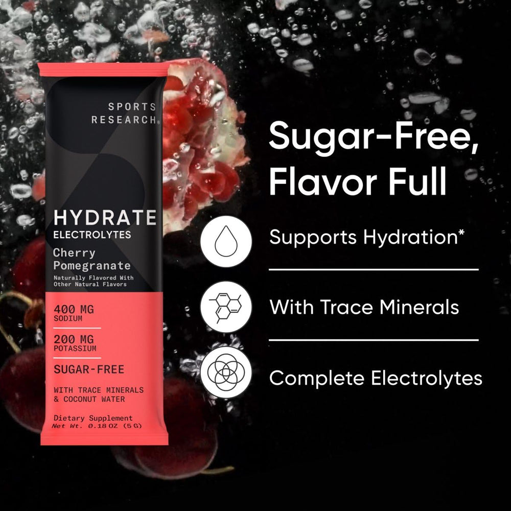 Sports Research Hydrate Passion Fruit packet provides vitamins for on-the-go workouts.