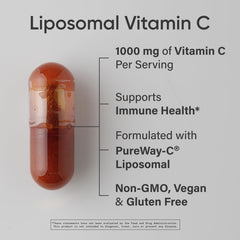 Sports Research liposomal Vitamin C bottle back showing dosage and ingredients for daily use.