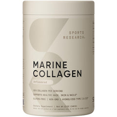 Sports Research Marine Collagen Peptides bottle front for daily beauty and joint support.