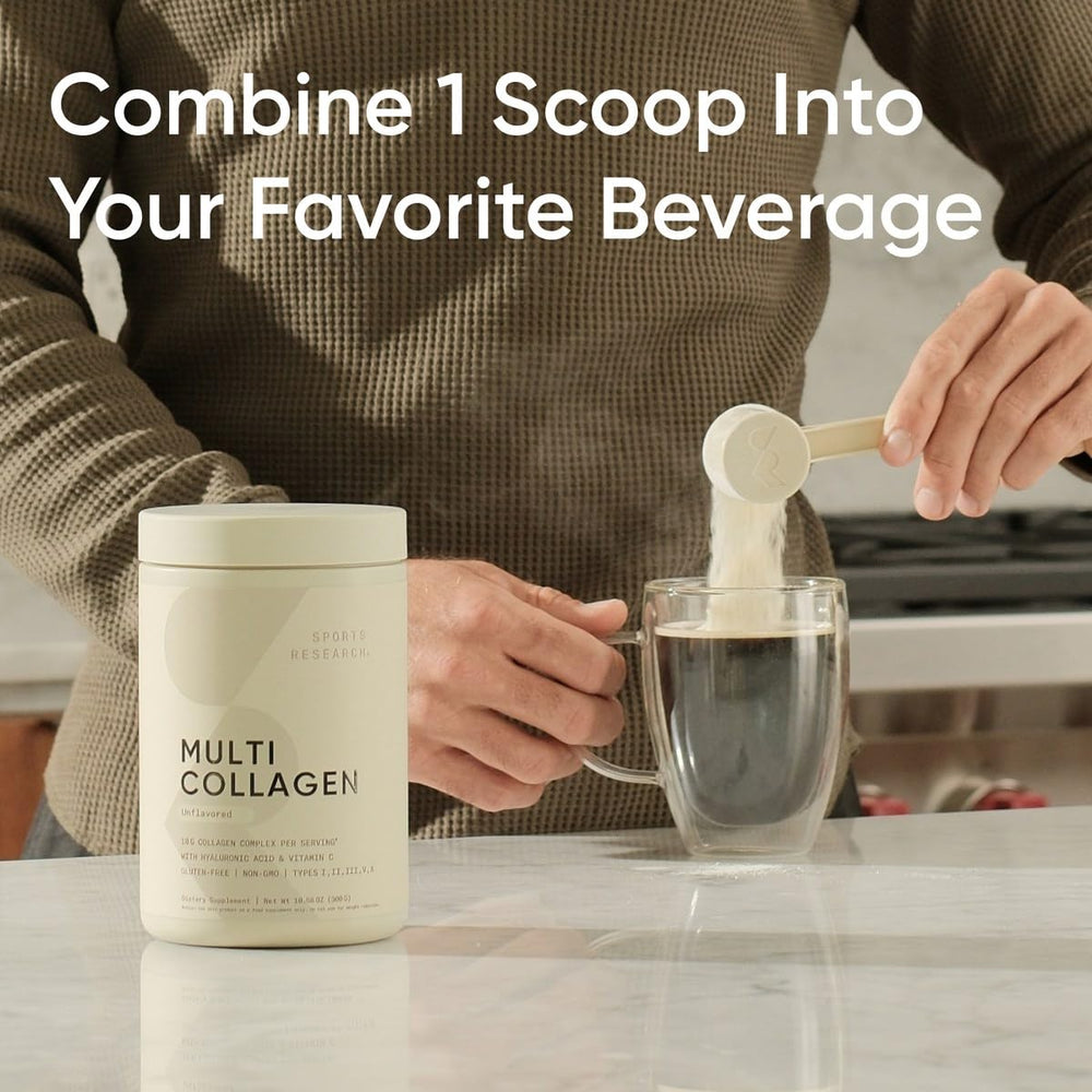 Sports Research Multi Collagen dissolving in coffee for easy daily use