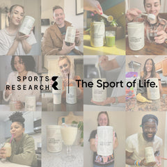 Sports Research Collagen Powder packaging emphasizes sustainable sourcing and eco-conscious production