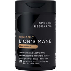 Sports Research Lions Mane bottle pour showing easy daily capsule intake for clarity