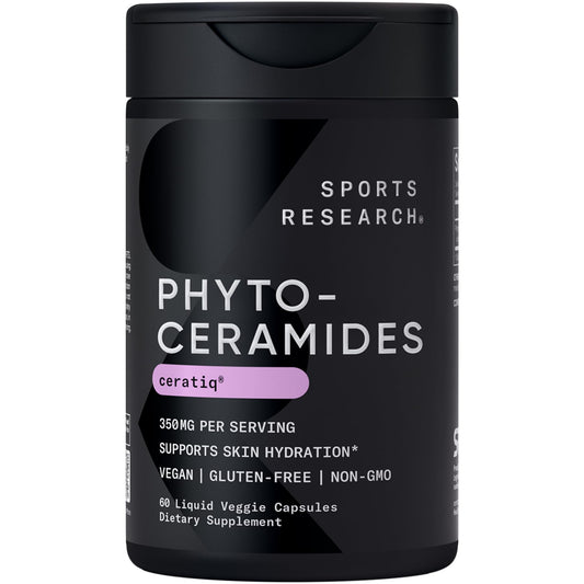 Sports Research Phytoceramides bottle front showing plant-based hydration support.