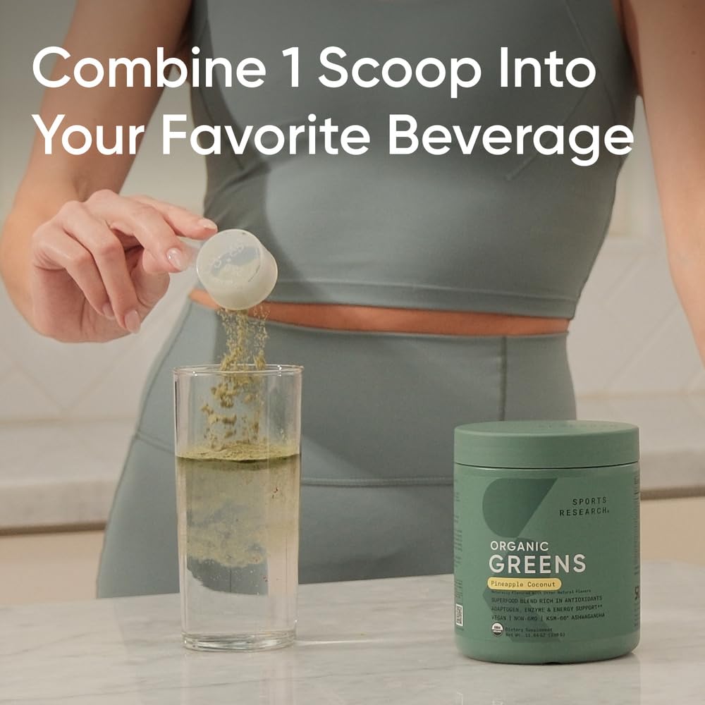 Sports Research scoop shows measured servings for convenient morning energy.