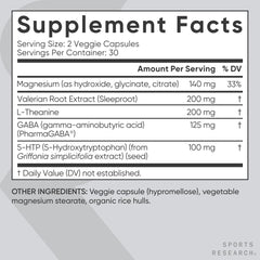Sports Research Sleep Complex made in USA packaging shown.