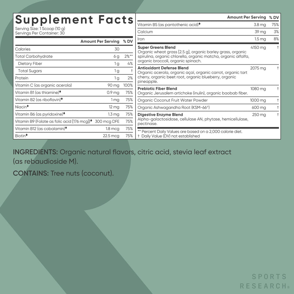 Sports Research blend of spirulina and chlorella adds plant-based nutrients.