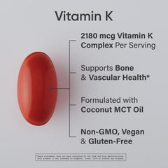 Sports Research Vitamin K Multi-Spectrum label close-up showing precise K1 and K2 content for daily use.