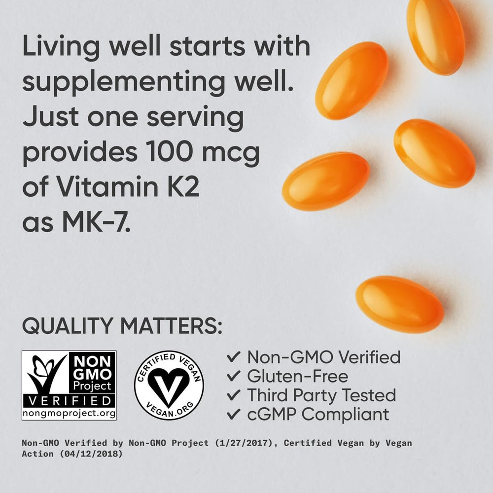 Sports Research Vitamin K2 MK-7 PlantGel softgel packaging, carrageenan-free.