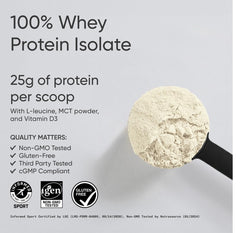 Sports Research Whey Protein Isolate vanilla scoop showing convenient serving
