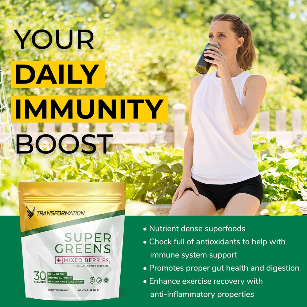 SPR BODY Super Greens blend close-up with spirulina and chlorella for vitality
