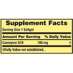 Spring Valley Co-Q10 softgels close-up highlighting a convenient heart health supplement.
