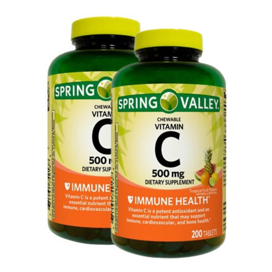Spring Valley Vitamin C 500mg chewables in tropical fruit flavor for daily wellness