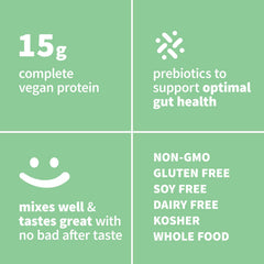 Epic Protein label close-up showing 17 g vegan protein per serving.