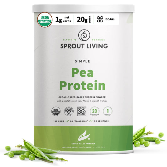 Sprout Living organic pea protein powder unflavored 2 lb bag for versatile shakes