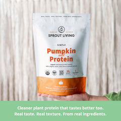 Sprout Living Simple Pumpkin Seed Protein Ingredients list shows organic non-GMO, no artificial additives.