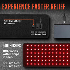SQUATZ control panel with dual wavelengths for 660 and 850 nanometers.