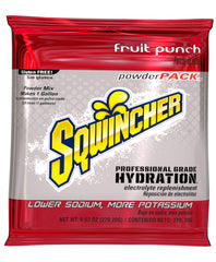 Sqwincher 016005-FP red concentrate pack, ready for rapid hydration in hot work environments.