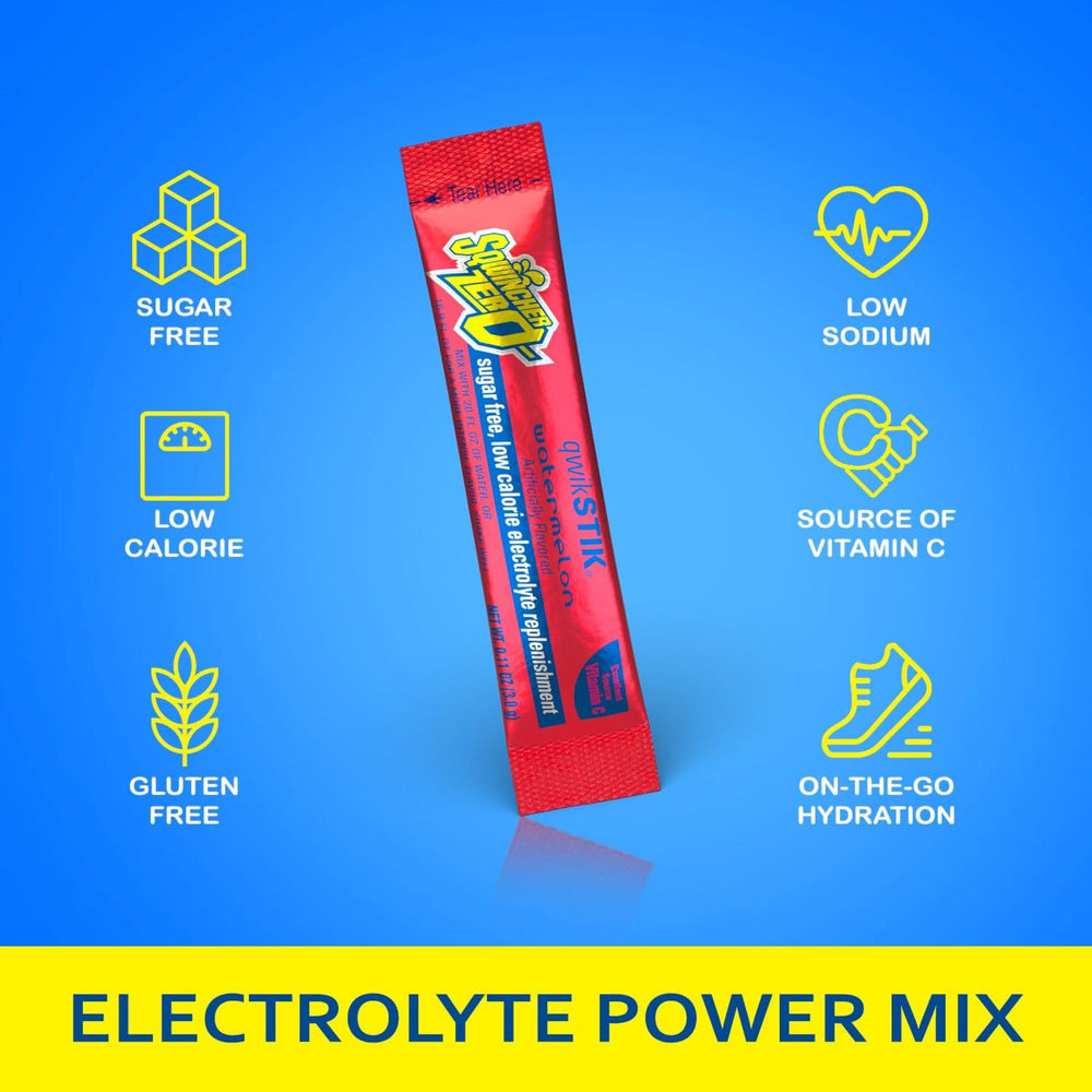 Sqwincher Zero Qwik Stik orange packet delivers refreshing low-calorie hydration