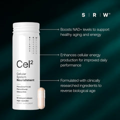 SRW Cel² Nourishment capsules ready for daily supplementation and cellular energy support