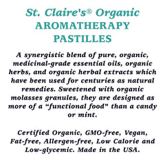 St. Claire's Organics ingredients label highlights organic botanicals.