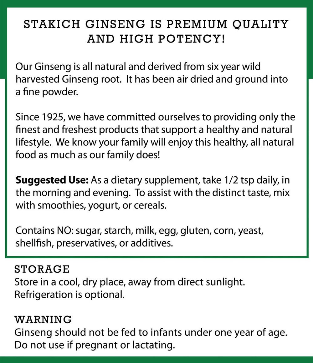 Stakich American Ginseng Root Powder cereal-mix depicts easy addition to cereals.