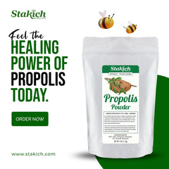 Stakich Bee Propolis Powder sprinkled on cereals for a convenient breakfast boost