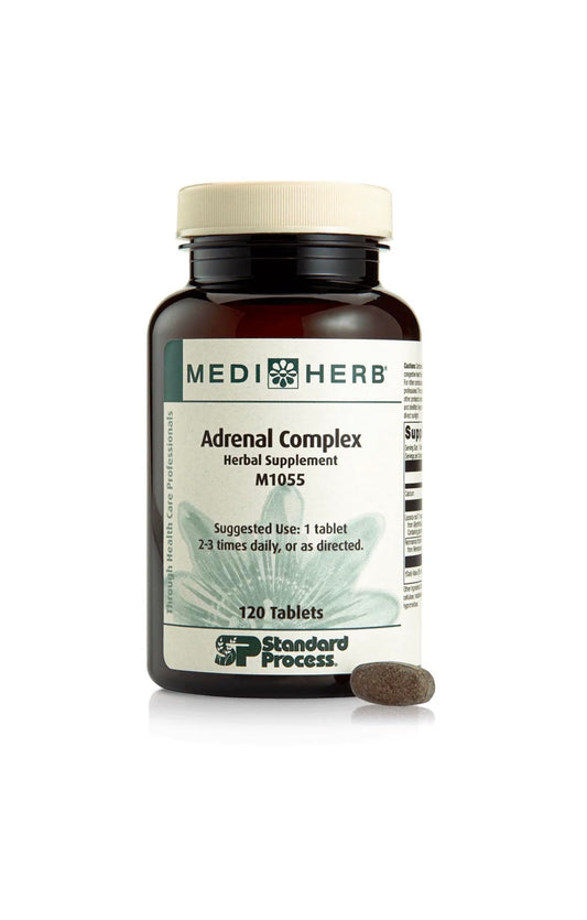 Standard Process Adrenal Complex bottle front view, supports daily energy balance and stress adaptation.