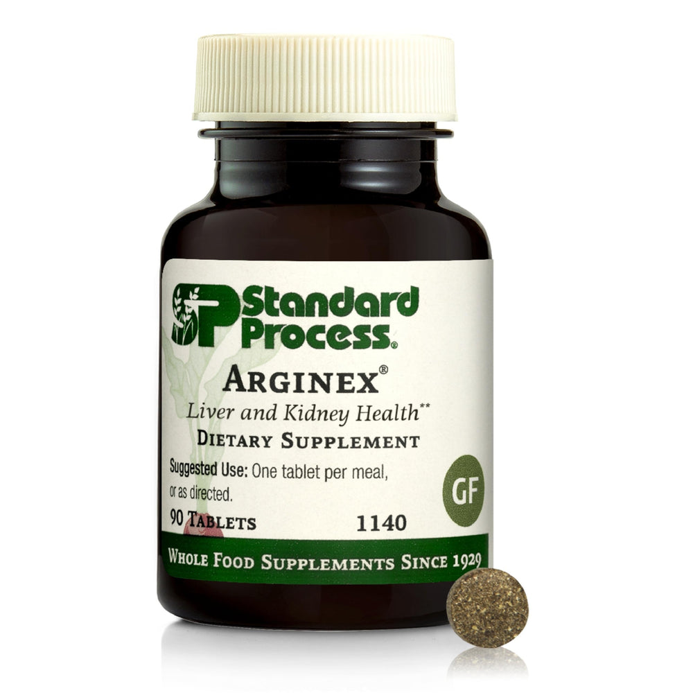 Standard Process Arginex bottle for daily liver and kidney support.