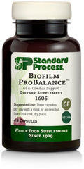 Standard Process Biofilm ProBalance bottle pour demonstrates easy daily probiotic use for gut support.