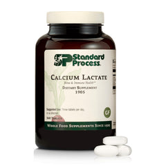 Standard Process Calcium Lactate bottle showing vegan bone support and immune wellness