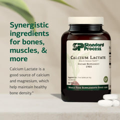 Standard Process Calcium Lactate label highlighting vegan, gluten-free, non-dairy features