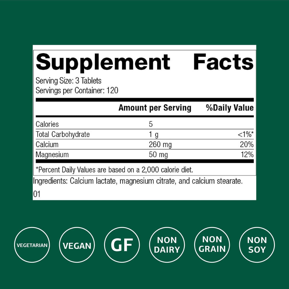 Standard Process Calcium Lactate tablets designed for daily mineral support of muscles and nerves