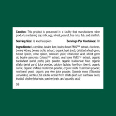 Standard Process Canine Cardiac Support label close-up highlighting selenium-rich heart nutrition